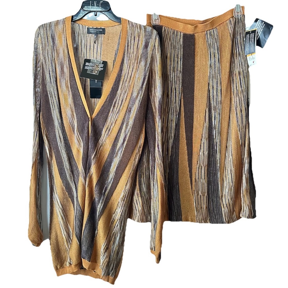New $238 Two Piece Jones New York Cardigan and Skirt Co-ord Set Vintage Small